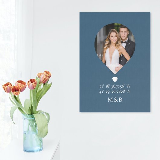 Foto Monogram Romantische Hartcoördinaten Modern Canvas Afdruk