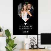 Foto Monogram Romantische Hartcoördinaten Modern Poster (Thuiskantoor)