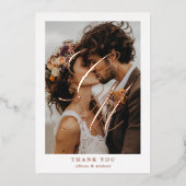 Foto, Monogram, Roos-Goud-Folie, "Dank u" Folie Uitnodiging (Voorkant)