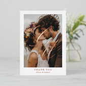 Foto, Monogram, Roos-Goud-Folie, "Dank u" Folie Uitnodiging (Staand Voorkant)