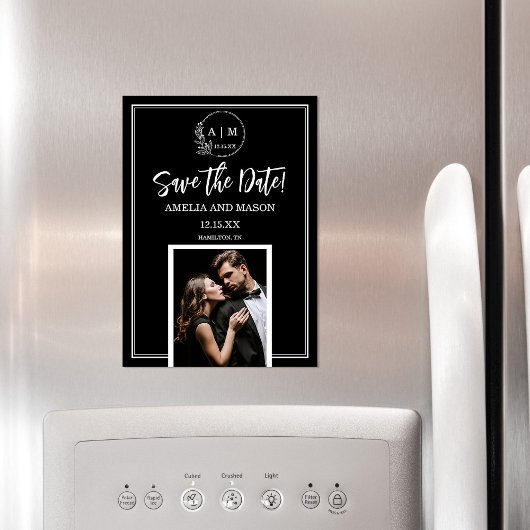 Foto Monogram Save the Date Magneet Magnetische Uitnodiging