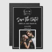 Foto Monogram Save the Date Magneet Magnetische Uitnodiging (Voorkant / Achterkant)
