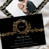 Foto Monogram Zwart Crest Klassiek Goud Bruiloft Save The Date