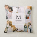 Foto Monogrammed Wedding Kussen<br><div class="desc">Foto Monogrammed Wedding Sierkussen. Deze stijlvolle en moderne bruiloft gooit kussens met een collage van 6 trouwfoto's. Pas deze kikkerkkussens eenvoudig aan met uw namen,  monogram en trouwdatum.</div>