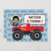 Foto Monster Vrachtwagen Verjaardag uitnodiging (Voorkant / Achterkant)
