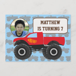 Foto Monster Vrachtwagen Verjaardag uitnodiging