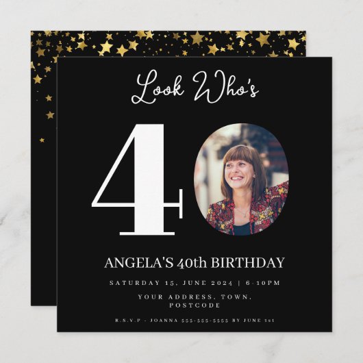 foto Montage Verjaardagsfeest 40 jaar oud Kaart (Voorkant / Achterkant)