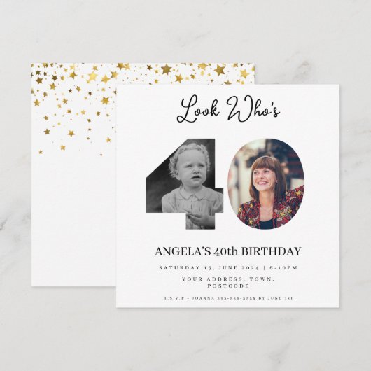 foto Montage Verjaardagsfeest 40 jaar oud Kaart (Voorkant / Achterkant)