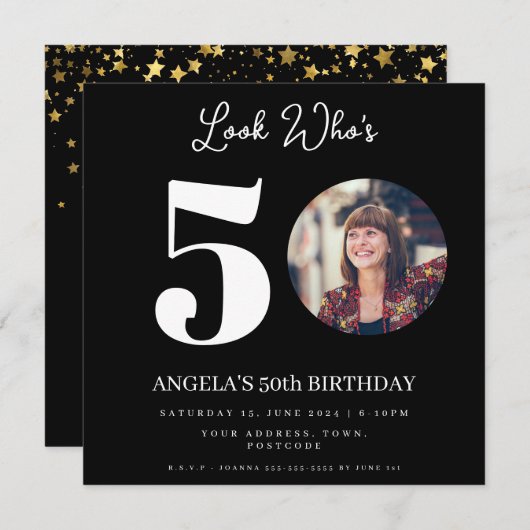 foto Montage Verjaardagsfeest 50 jaar oud Kaart (Voorkant / Achterkant)