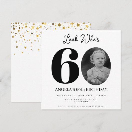 foto Montage Verjaardagsfeest 60 jaar oud Kaart (Voorkant / Achterkant)