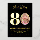 foto Montage Verjaardagsfeest 80 jaar oud Folie Uitnodiging (Voorkant)