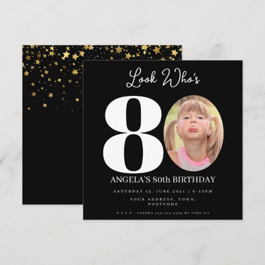 foto Montage Verjaardagsfeest 80 jaar oud Kaart (Voorkant / Achterkant)