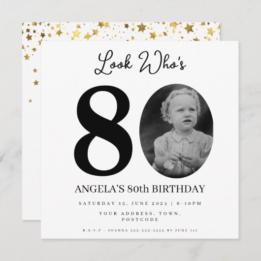 foto Montage Verjaardagsfeest 80 jaar oud Kaart (Voorkant / Achterkant)