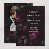 FOTO Moody Paarse Bloom Grunge Bruiloft Kaart (Voorkant / Achterkant)