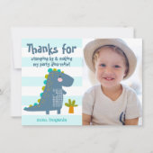 Foto Mooie Blauwe Dinosaur Kawaii Leuk Jongens Ver Bedankkaart (Voorkant)