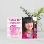 Foto Mooie Roze Dinosaur Kawaii Leuke Meisjes Verj Bedankkaart (Staand voorkant)