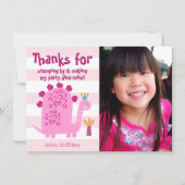 Foto Mooie Roze Dinosaur Kawaii Leuke Meisjes Verj Bedankkaart (Voorkant)