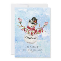 Foto Mooie Sneeuwman Aquarel Prettig Kerstfeest 