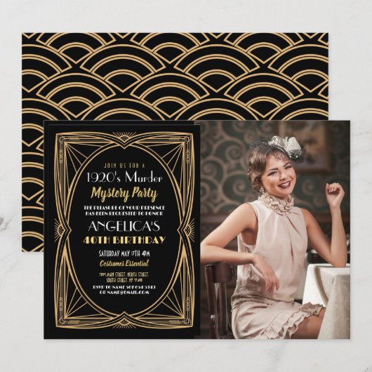 Foto Moordmysterie Verjaardagsdinerfeest jaren 20 Kaart (Voorkant / Achterkant)