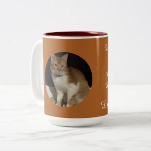 Foto Moppige Kat Tekst Tweekleurige Koffiemok