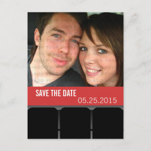 Foto Movie Theater Save the Date Briefkaart, Red Aankondigingskaart