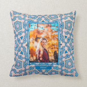 Foto mozaïekblauw en roze kussen