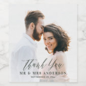 Foto Mr en Mrs bruiloft modern minimaal dank u Wijn Etiket (Enkel label)