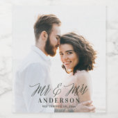 Foto: Mr. en Mrs. bruiloft Wijn Etiket (Enkel label)