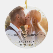 Foto: mrs recent weds gold snow christmas keramisch ornament (Achterkant)