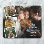 Foto Muismat 's werelds grootste pappa 4<br><div class="desc">Cute vaderdag muispad met vier afbeeldingen die je kunt vervangen door je eigen,  schattige gezegde "de beste vader ter wereld" en je namen.</div>