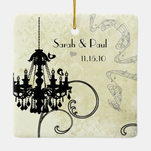 Foto Musical Black Birds  Chandelier Keramisch Ornament (Achterkant)