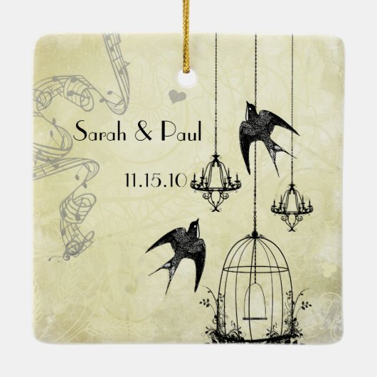 Foto Musical Black & Gray 3 Chandeliers Keramisch Ornament (Achterkant)