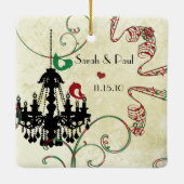 Foto Musical Red & Green Birds  Chandelier Keramisch Ornament (Achterkant)