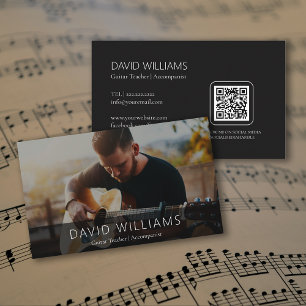 Foto Muziekleraar Zanger Liedschrijver QR Code Visitekaartje