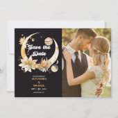 Foto Mystiek Zwart Goud Hemelse Bruiloft Save The Date (Voorkant)