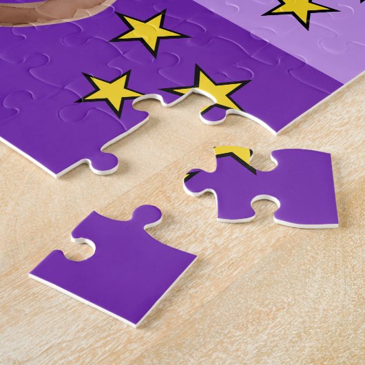 Foto naam aapje paars geel kinderen legpuzzel (Zijkant)