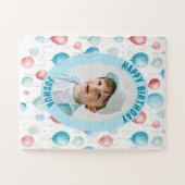 Foto & Naam, Blauwe Ballonnen Legpuzzel (Horizontaal)