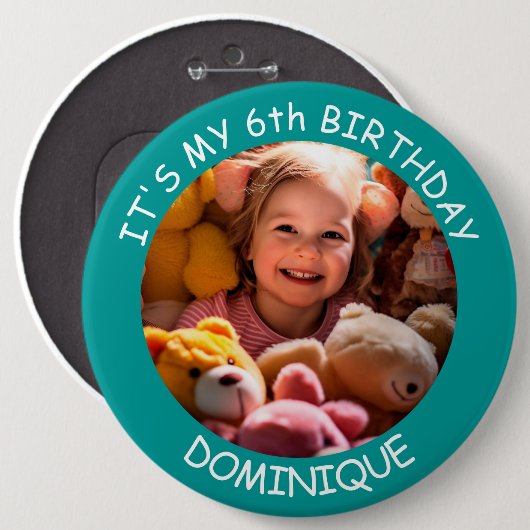 foto, naam en leeftijd Verjaardag Button (Voorkant /achterkant)