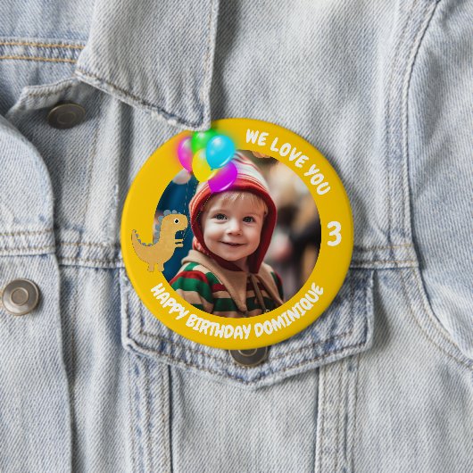  foto, naam en leeftijd Verjaardag Button (In situ)