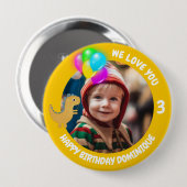  foto, naam en leeftijd Verjaardag Button (Voorkant /achterkant)