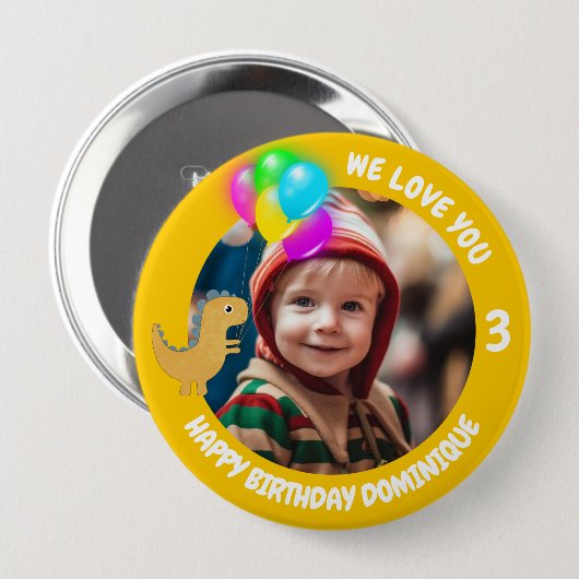 foto, naam en leeftijd Verjaardag Button (Voorkant /achterkant)