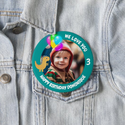  foto, naam en leeftijd Verjaardag Button (In situ)