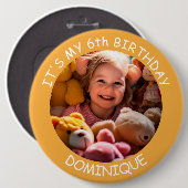  foto, naam en leeftijd Verjaardag Button (Voorkant /achterkant)