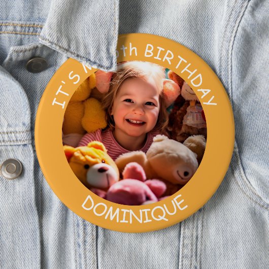  foto, naam en leeftijd Verjaardag Button (In situ)