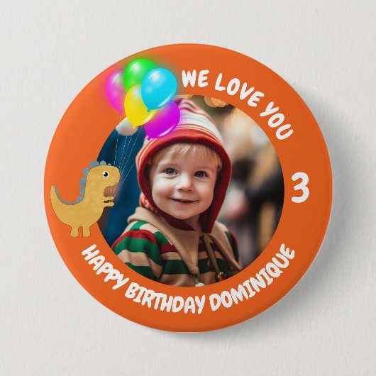 foto, naam en leeftijd Verjaardag Button (Voorkant)