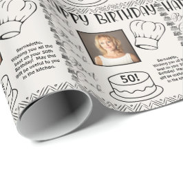 Foto Naam Leeftijd Tekst Beste Kok Verjaardag Cadeaupapier