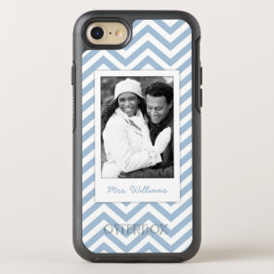 Foto & Naam Lichtblauw Chevron OtterBox Symmetry iPhone 8/7 Hoesje