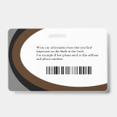Foto naam logo streepjescode ID-pas persoongebonde Badge (Achterkant)