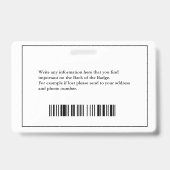 Foto naam logo streepjescode ID personaliseren wer Badge (Achterkant)