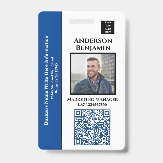 Foto naam QR-code barcoderegio kaart aangepast  Badge (Voorzijde)